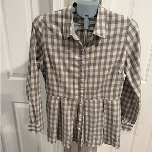 Anthropologie Gray Plaid Button Down Shirt